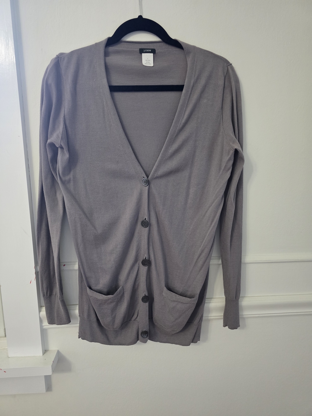 J. Crew Women's Gray Button-Front V-Neck Cardigan